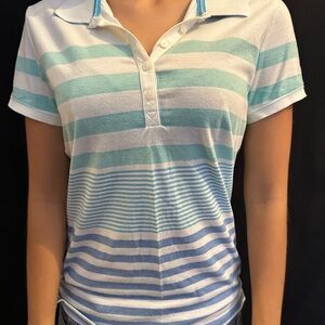 Aeropostale Blue and White Striped Button Down Shirt